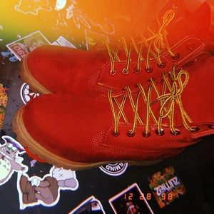 Custom red timberlands mens sz 7 $35